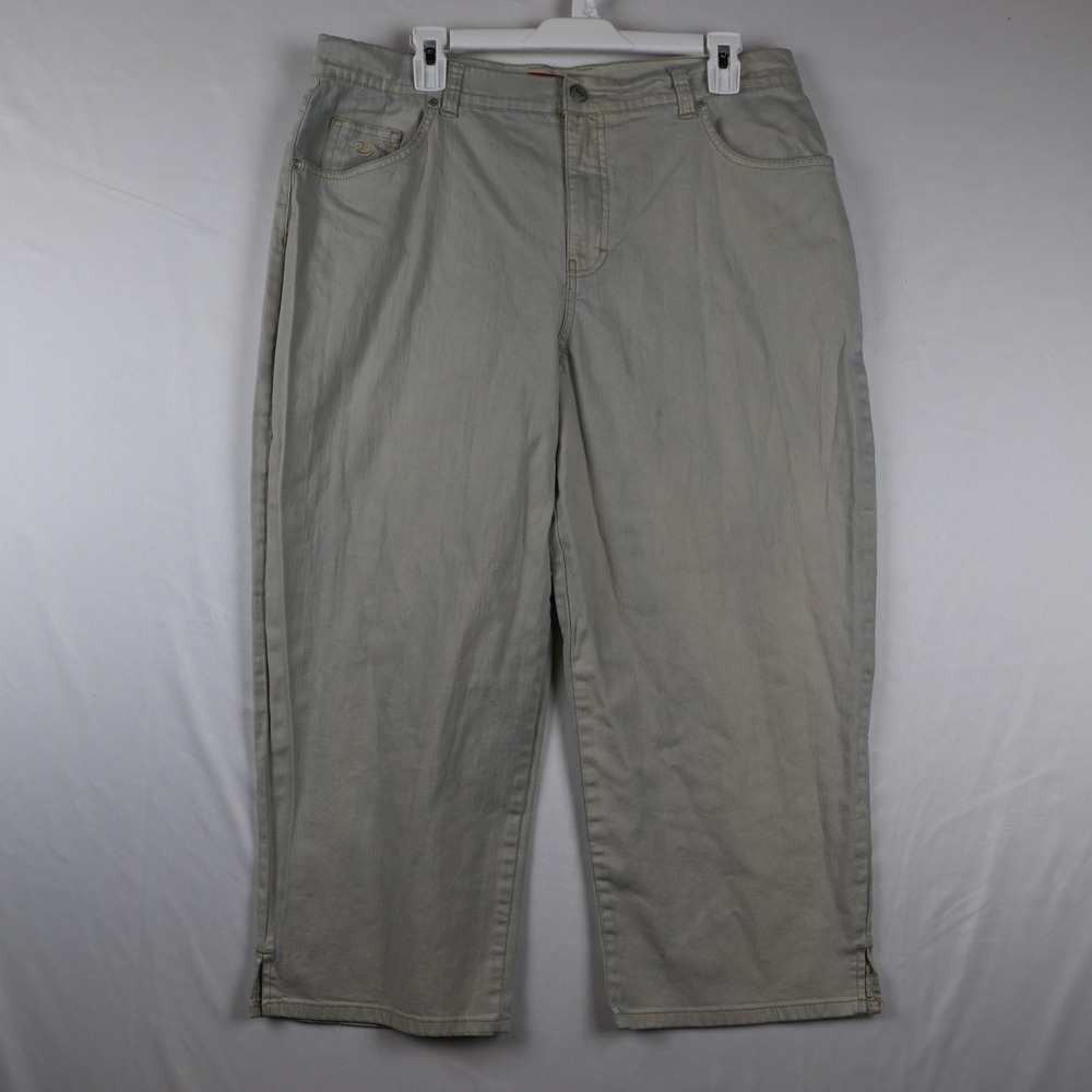 Gloria Vanderbilt Jeans Womens 16 Gray Straight Leg Casual GV Embroidery Cotton